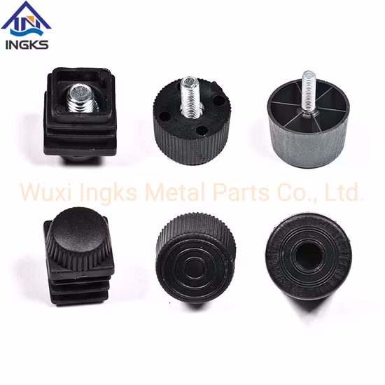 Le type en plastique noir de pièces de meubles de tête de trompette M6 M8 M10 nivelant des pieds réglables